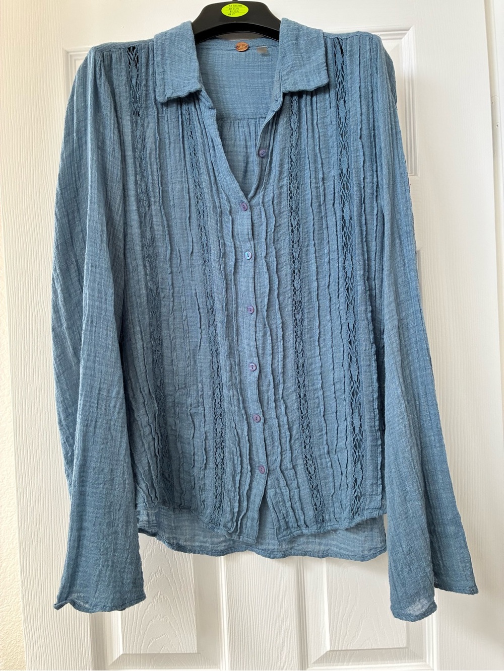 Free People Drew Tuxedo shirt Light Blue Button-Down Textured Shirt